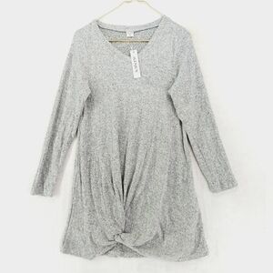 Igenjun Gray Long Sleeve V-Neck Heather Wrap Dress 1032